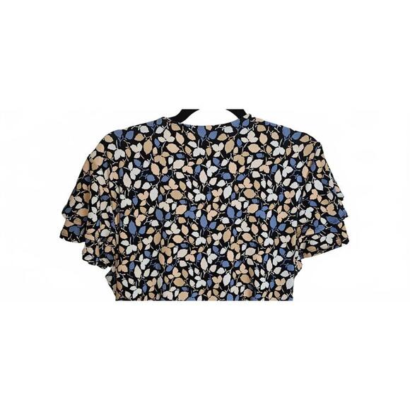 Anne Klein XL Floral Pattern Midi Wrap Dress with Short Butterfly Sleeves - Picture 2 of 13